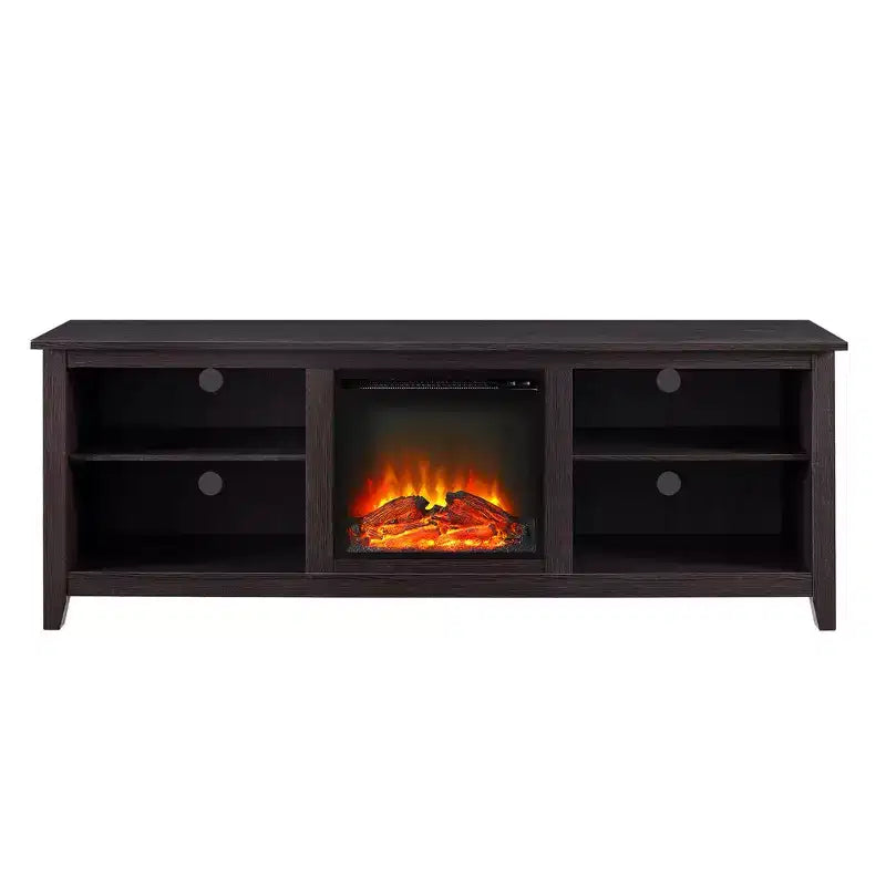 Meuble TV de cheminée GDFStudio Colcord moderne en bois 70 avec 2 étagères