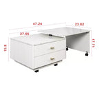 Table Basse GDFStudio Cyralis Moderne Extensible et Réversible avec Rangement, 2 Tiroirs et 6 Roulettes