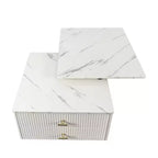 Table Basse GDFStudio Cyralis Moderne Extensible et Réversible avec Rangement, 2 Tiroirs et 6 Roulettes