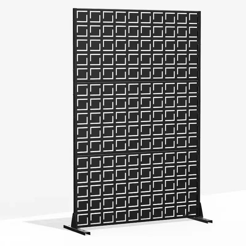 MAYEERTY 72 pouces Séparateur de pièce Rectangle Écran d'intimité Cadre galvanisé Écran d'intimité Noir