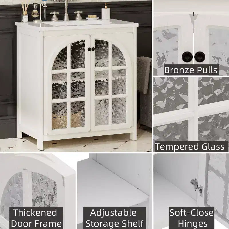 Meuble-lavabo de salle de bain Bestier 31 pouces style ferme avec évier en céramique et armoire de salle de bain rustique vintage