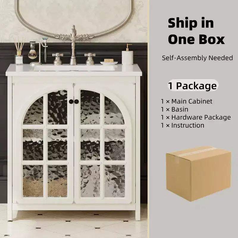 Meuble-lavabo de salle de bain Bestier 31 pouces style ferme avec évier en céramique et armoire de salle de bain rustique vintage