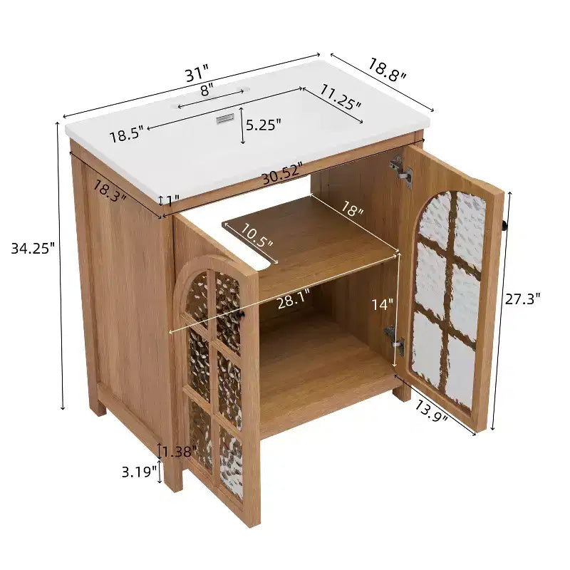 Meuble-lavabo de salle de bain Bestier 31 pouces style ferme avec évier en céramique et armoire de salle de bain rustique vintage