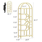 Étagère arquée à 6 niveaux, bibliothèque de 208 cm de haut avec cadre en métal, étagère de rangement ouverte pour chambre à coucher, salon, bureau à domicile