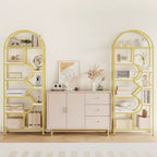 Étagère arquée à 6 niveaux, bibliothèque de 208 cm de haut avec cadre en métal, étagère de rangement ouverte pour chambre à coucher, salon, bureau à domicile