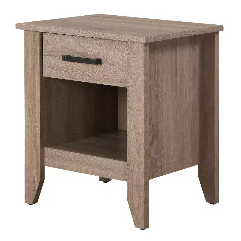 Table de chevet rectangulaire HomeStock, 61 cm H x 53 cm L, finition marron, avec un tiroir, en bois, pour salon et chambre