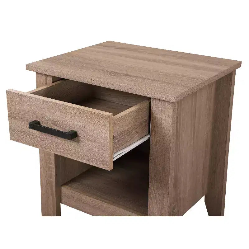 Table de chevet rectangulaire HomeStock, 61 cm H x 53 cm L, finition marron, avec un tiroir, en bois, pour salon et chambre