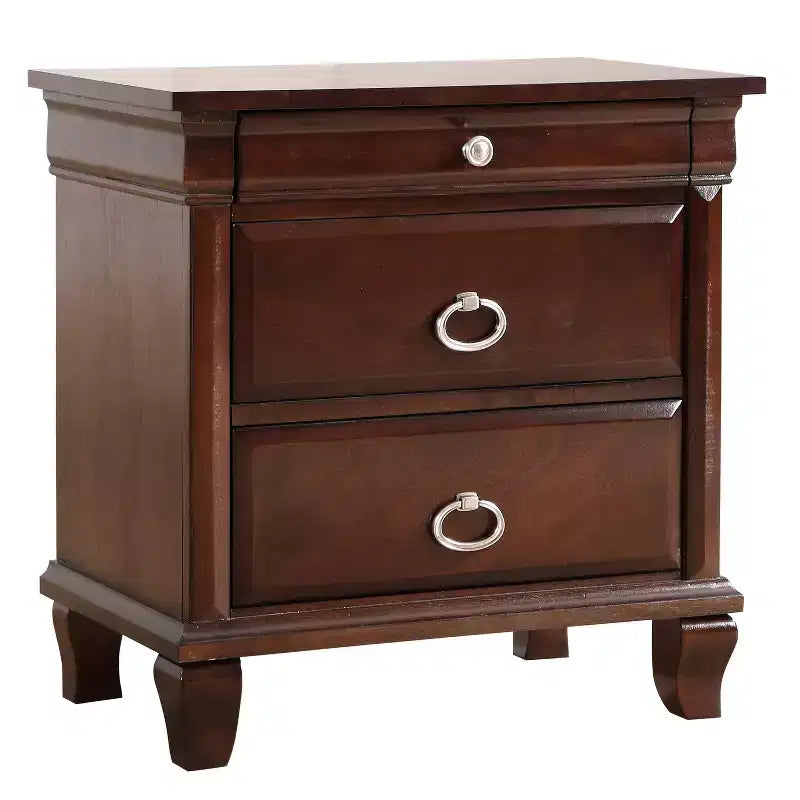 HomeStock Table de chevet rectangulaire marron de 68,5 cm H x 66 cm L avec 2 tiroirs en bois pour salon et chambre