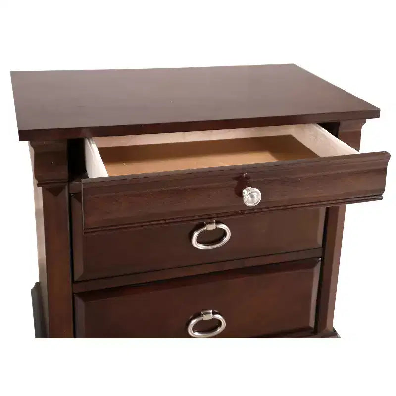 HomeStock Table de chevet rectangulaire marron de 68,5 cm H x 66 cm L avec 2 tiroirs en bois pour salon et chambre