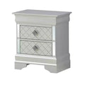 HomeStock 24 in.H x 21 in W Rectangle Silver Finish 2 Drawers Metal Nighstand For Living Room and Bedroom