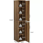 Lantine 75.39 Armoire de rangement en bois avec 6 étagères, Armoire moderne étroite avec 2 portes pour salon, cuisine, salle de bain