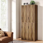 Lantine 75.39 Armoire de rangement en bois avec 6 étagères, Armoire moderne étroite avec 2 portes pour salon, cuisine, salle de bain