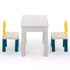 All-in-One Kids Activity Table and Chairs Set, Building Block Table with 100PCS DIY Blocks Toys, Dining Table Study Desk for Toddlers