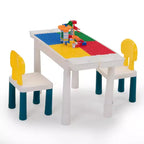 Table et chaises d'activités tout-en-un pour enfants, table de construction avec 100 blocs de construction à assembler soi-même, table à manger, bureau d'étude pour tout-petits