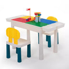 Table et chaises d'activités tout-en-un pour enfants, table de construction avec 100 blocs de construction à assembler soi-même, table à manger, bureau d'étude pour tout-petits