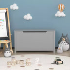 Coffre à jouets en bois pour enfants avec couvercle à charnière de sécurité, pour les 2 ans et plus (Gris)