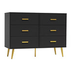 Commode 6 tiroirs, organiseur de commode moderne avec tiroirs, grand meuble de rangement, commode au design moderne pour chambre, salon, porche.