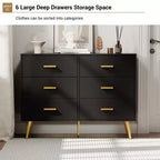 Commode 6 tiroirs, organiseur de commode moderne avec tiroirs, grand meuble de rangement, commode au design moderne pour chambre, salon, porche.