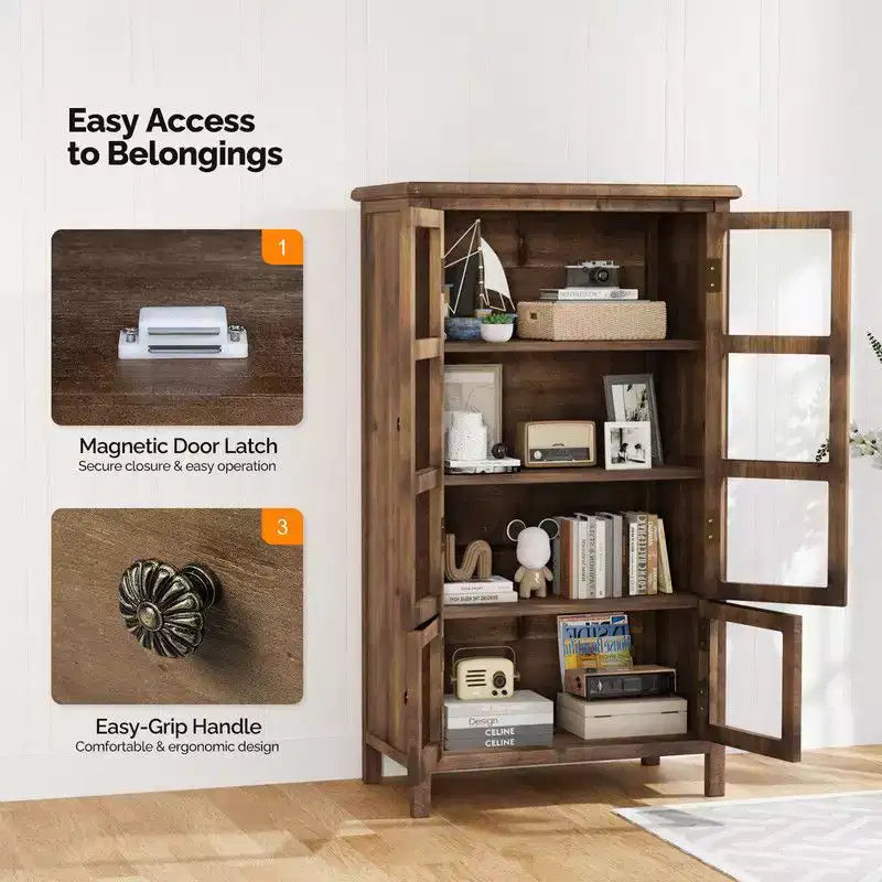 Karl Home Brown 2-Door 4-Shelf Bookcase