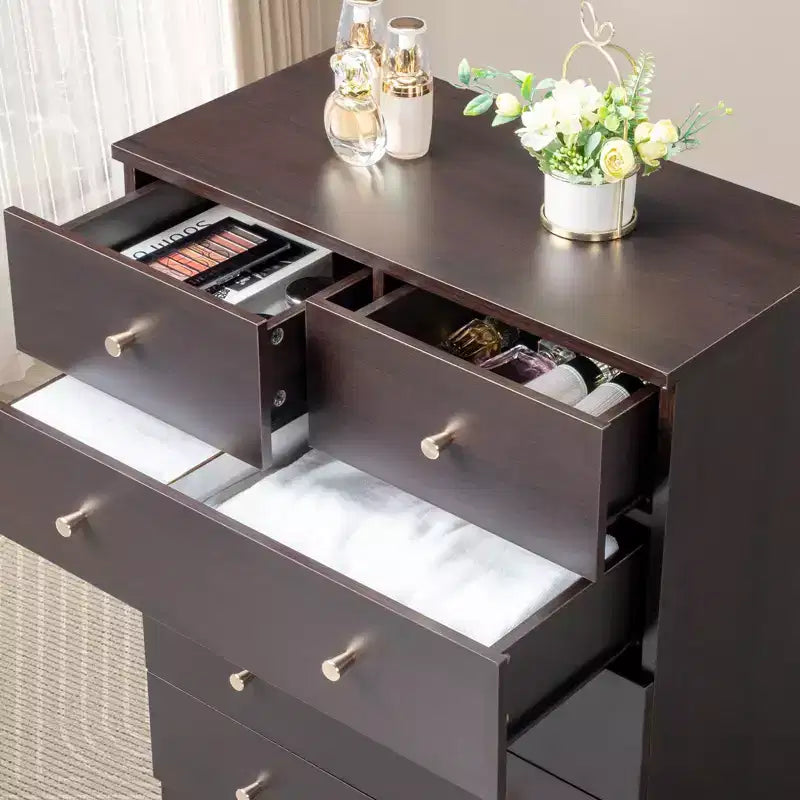 Commode Karl Home 7 tiroirs en panneaux de particules gris, 66 cm de large