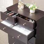 Commode Karl Home 7 tiroirs en panneaux de particules gris, 66 cm de large