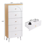 Commode Karl Home avec 5 tiroirs en MDF blanc, 50 cm de large