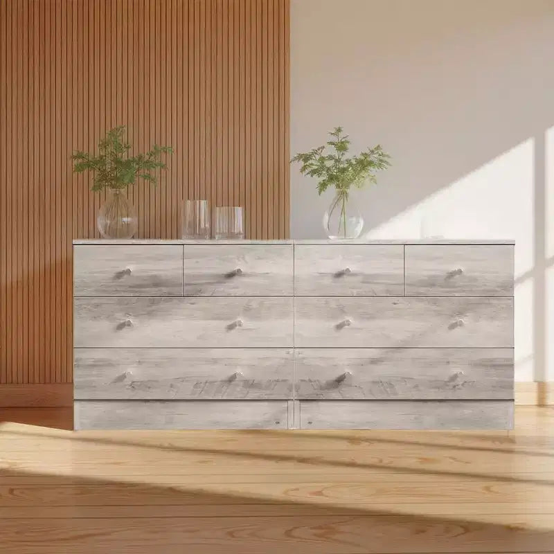 Commode à 4 tiroirs en panneau de particules gris Karl Home, 66 cm de large