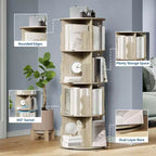 Étagère à Livres Pivotante, Bibliothèque sur Pied à 4 Niveaux avec Rangement, Petite Bibliothèque Rotative de 127 cm de Haut pour Chambre et Salon à Petit Espace