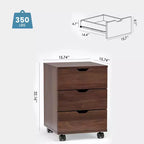 MAYEERTY 1622 Inch Blanc 3 Tiroirs Vertical Meuble Classeur en Bois - Avec Roulettes, Entièrement Assemblé pour Bureau à Domicile