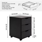 MAYEERTY 1622 Inch Blanc 3 Tiroirs Vertical Meuble Classeur en Bois - Avec Roulettes, Entièrement Assemblé pour Bureau à Domicile
