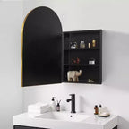 MAYEERTY Armoires de toilette murales arquées modernes de 36 x 24 pouces, miroir mural encadré en métal avec rangement, Or