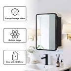 MAYEERTY Armoire à pharmacie rectangulaire moderne de 28 x 20 po pour salle de bain, miroir mural encadré en métal avec rangement, noir