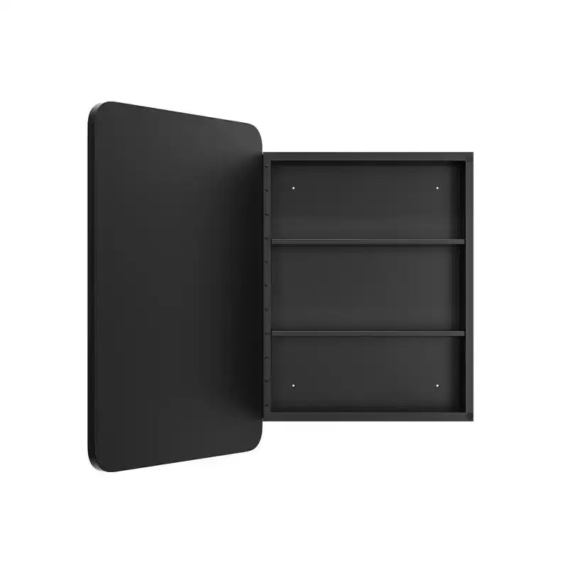 MAYEERTY Armoire à pharmacie rectangulaire moderne de 28 x 20 po pour salle de bain, miroir mural encadré en métal avec rangement, noir