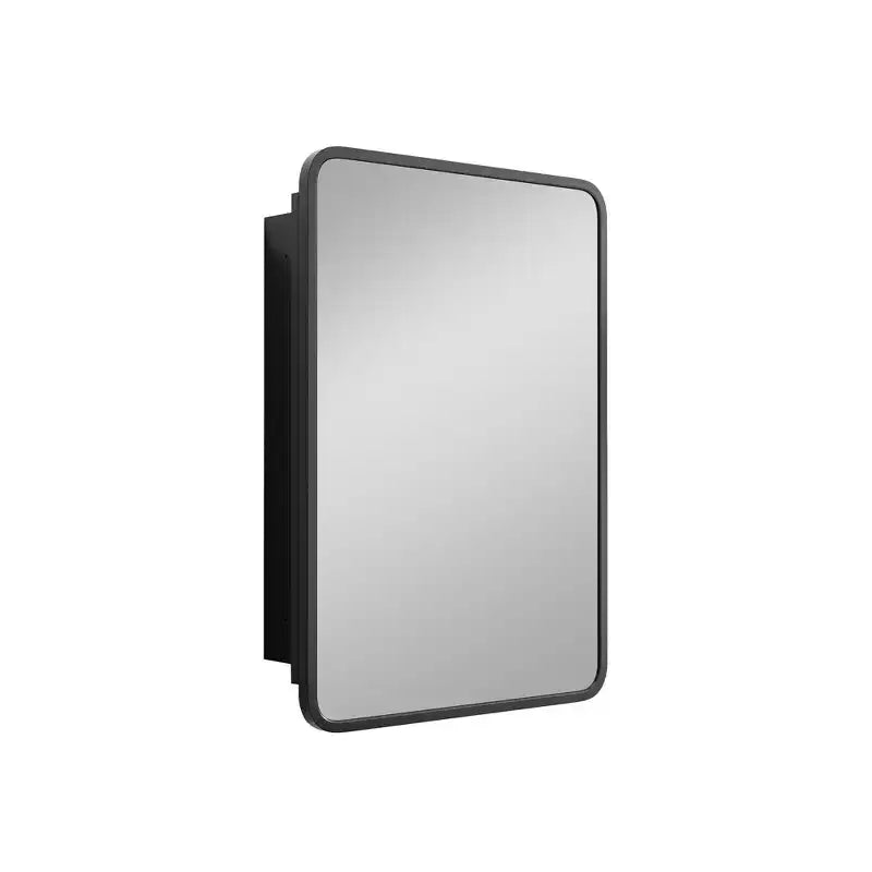 MAYEERTY Armoire à pharmacie rectangulaire moderne de 28 x 20 po pour salle de bain, miroir mural encadré en métal avec rangement, noir