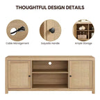 Meuble TV de ferme, Centre de divertissement TV avec portes et étagères réglables, Meuble console TV moderne pour salon, chambre à coucher, Chêne