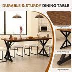 Table de salle à manger de ferme Vipbear pour 6 personnes, table à manger rectangulaire en bois de 180 cm, table de cuisine rustique avec pieds en métal robustes pour salle à manger