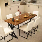 Table de salle à manger de ferme Vipbear pour 6 personnes, table à manger rectangulaire en bois de 180 cm, table de cuisine rustique avec pieds en métal robustes pour salle à manger