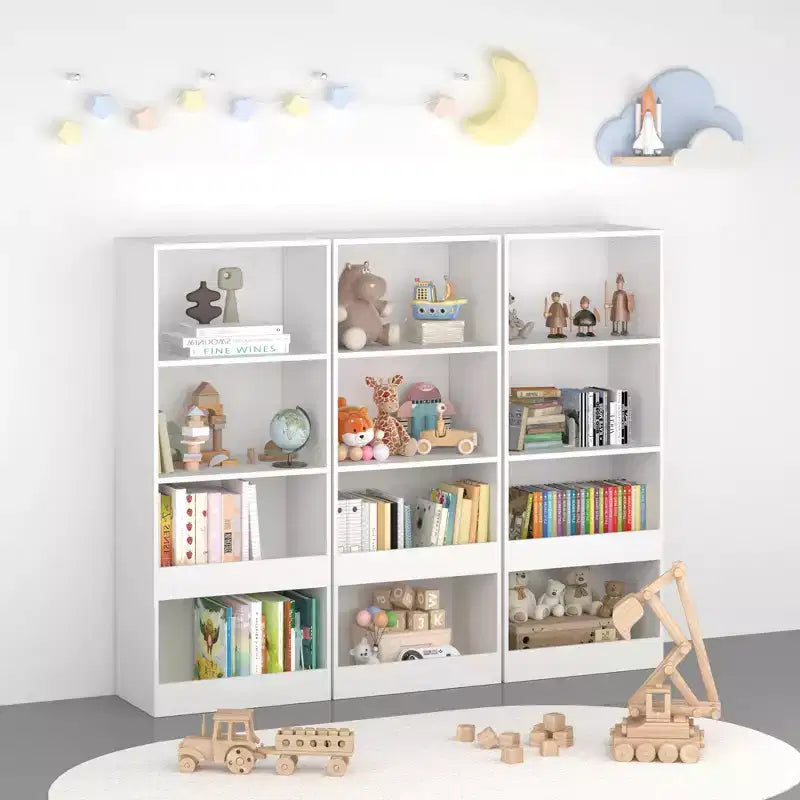 Étagère à livres pour enfants Okak Minimalism, étagères de rangement à 4 niveaux, boîte de rangement de jouets pour chambre d'enfant, salon, salle de jeux, blanc