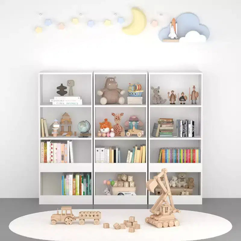 Étagère à livres pour enfants Okak Minimalism, étagères de rangement à 4 niveaux, boîte de rangement de jouets pour chambre d'enfant, salon, salle de jeux, blanc