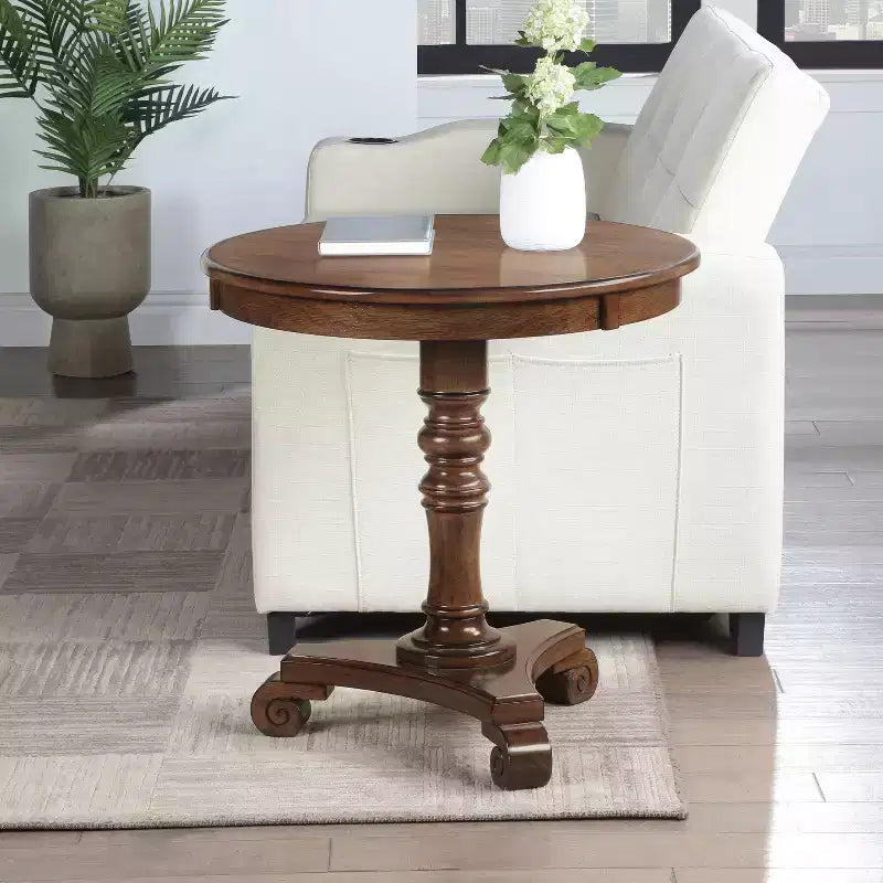 HomeStock Table d'appoint avec plateau rectangulaire en MDF (panneau de fibres à densité moyenne) marron de 64,7 cm de hauteur - 1 pièce