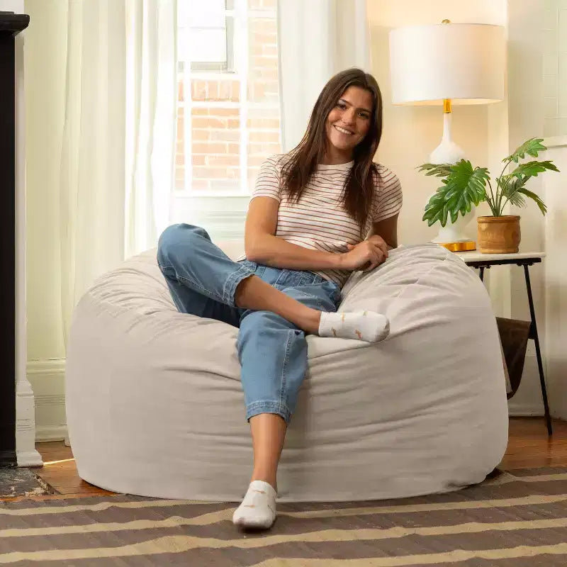Jaxx Saxx de 4 pieds - Grand pouf rond pour adultes - Velours luxuriant
