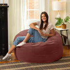 Jaxx Saxx de 4 pieds - Grand pouf rond pour adultes - Velours luxuriant