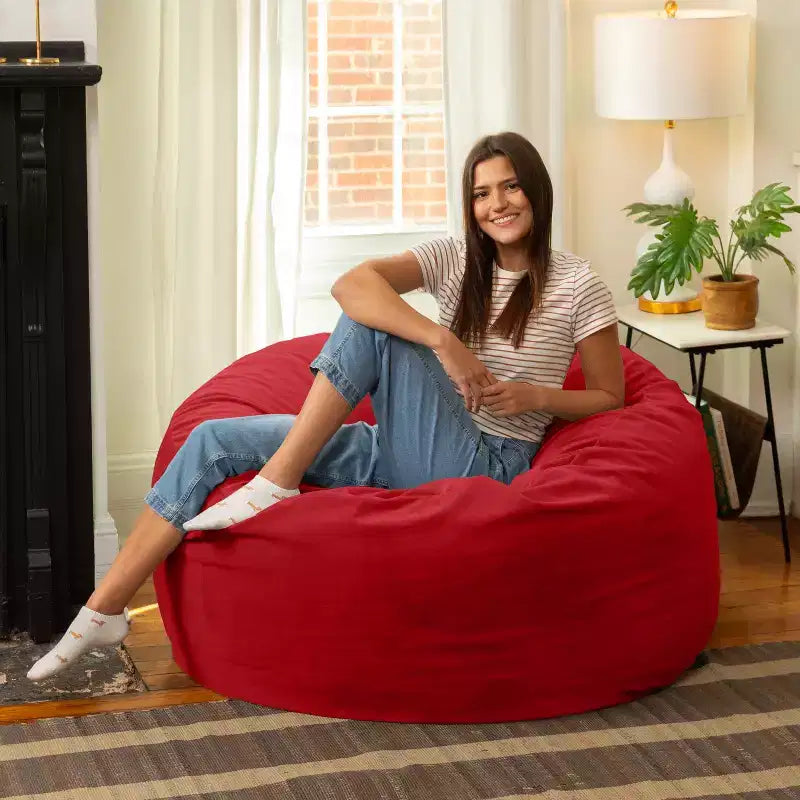 Jaxx Saxx de 4 pieds - Grand pouf rond pour adultes - Velours luxuriant