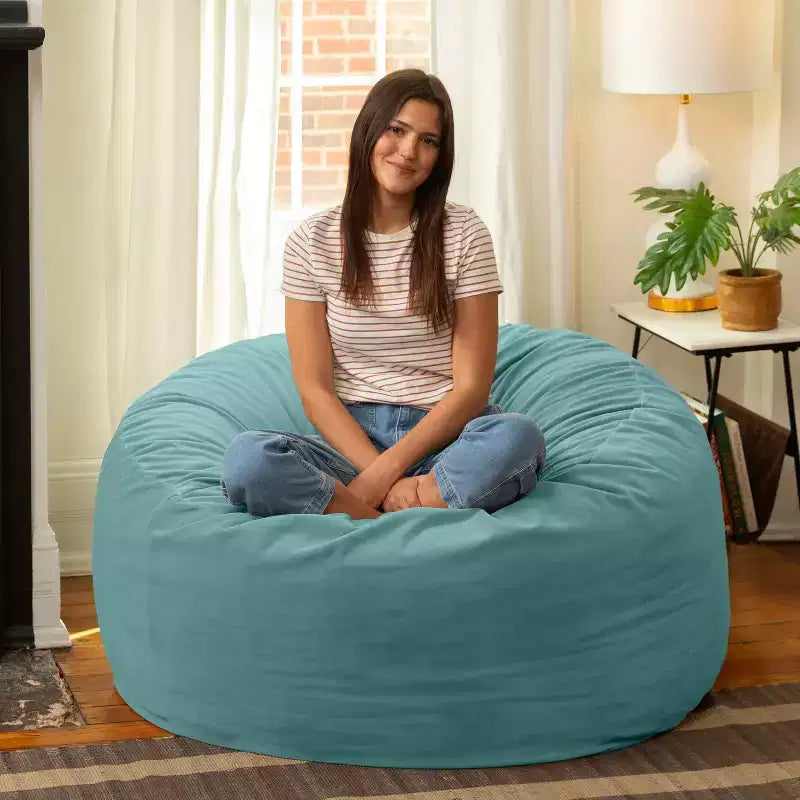 Jaxx Saxx de 4 pieds - Grand pouf rond pour adultes - Velours luxuriant