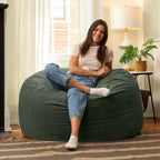 Jaxx Saxx de 4 pieds - Grand pouf rond pour adultes - Velours luxuriant