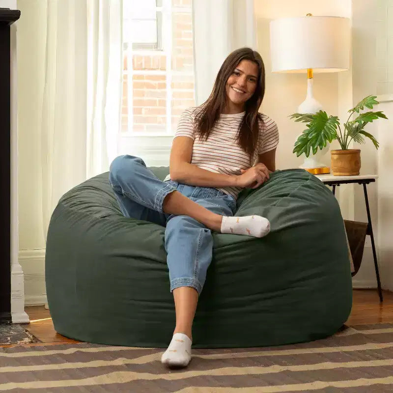 Jaxx Saxx de 4 pieds - Grand pouf rond pour adultes - Velours luxuriant