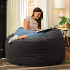 Jaxx Saxx de 4 pieds - Grand pouf rond pour adultes - Velours luxuriant