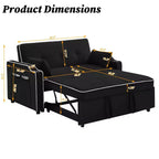 Canapé-lit convertible GUSTOWAVE avec port USB, canapé futon convertible 3-en-1 moderne en velours, avec dossier réglable, noir