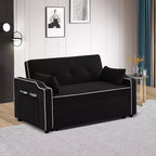 Canapé-lit convertible GUSTOWAVE avec port USB, canapé futon convertible 3-en-1 moderne en velours, avec dossier réglable, noir