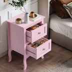 Tables de chevet Karl Home 2 tiroirs en MDF (panneau de fibres à densité moyenne) roses de 40 cm de largeur